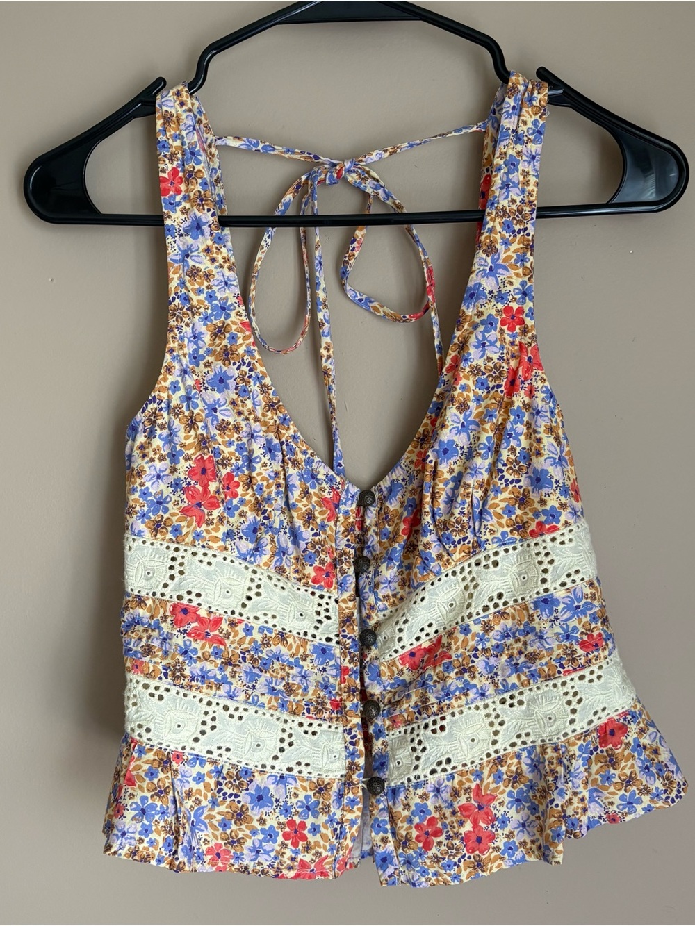 Free People Kianna Floral Lace Cropped Tank Top